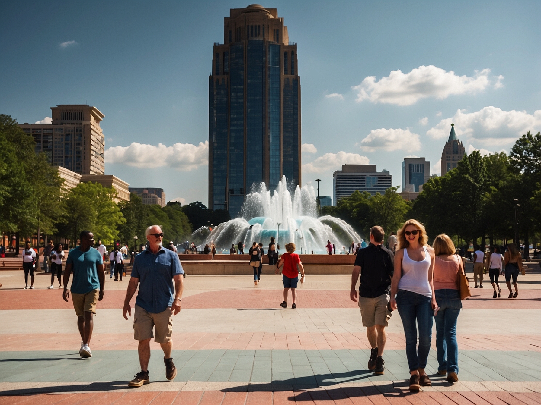 Visitors at Centennial Olympic Park Atlanta in Atlanta