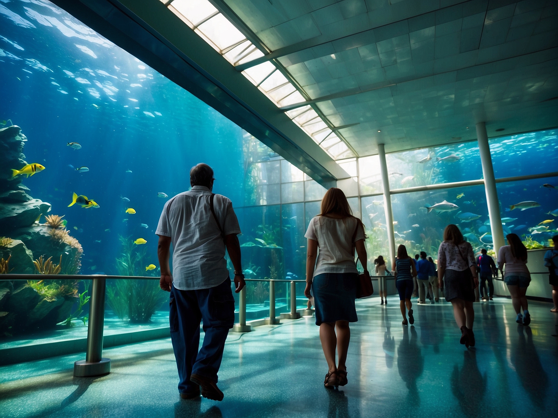 Visitors at Georgia Aquarium Atlanta in Atlanta
