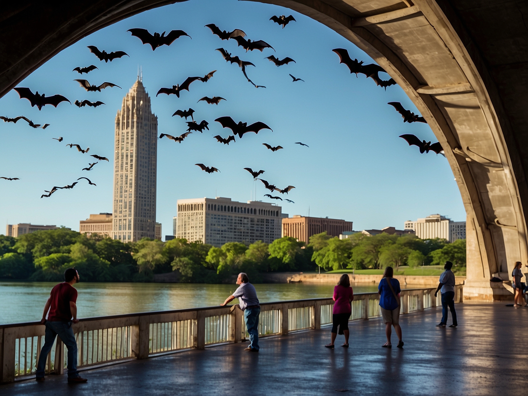 Scene at Congress Bridge bats Austin Austin
