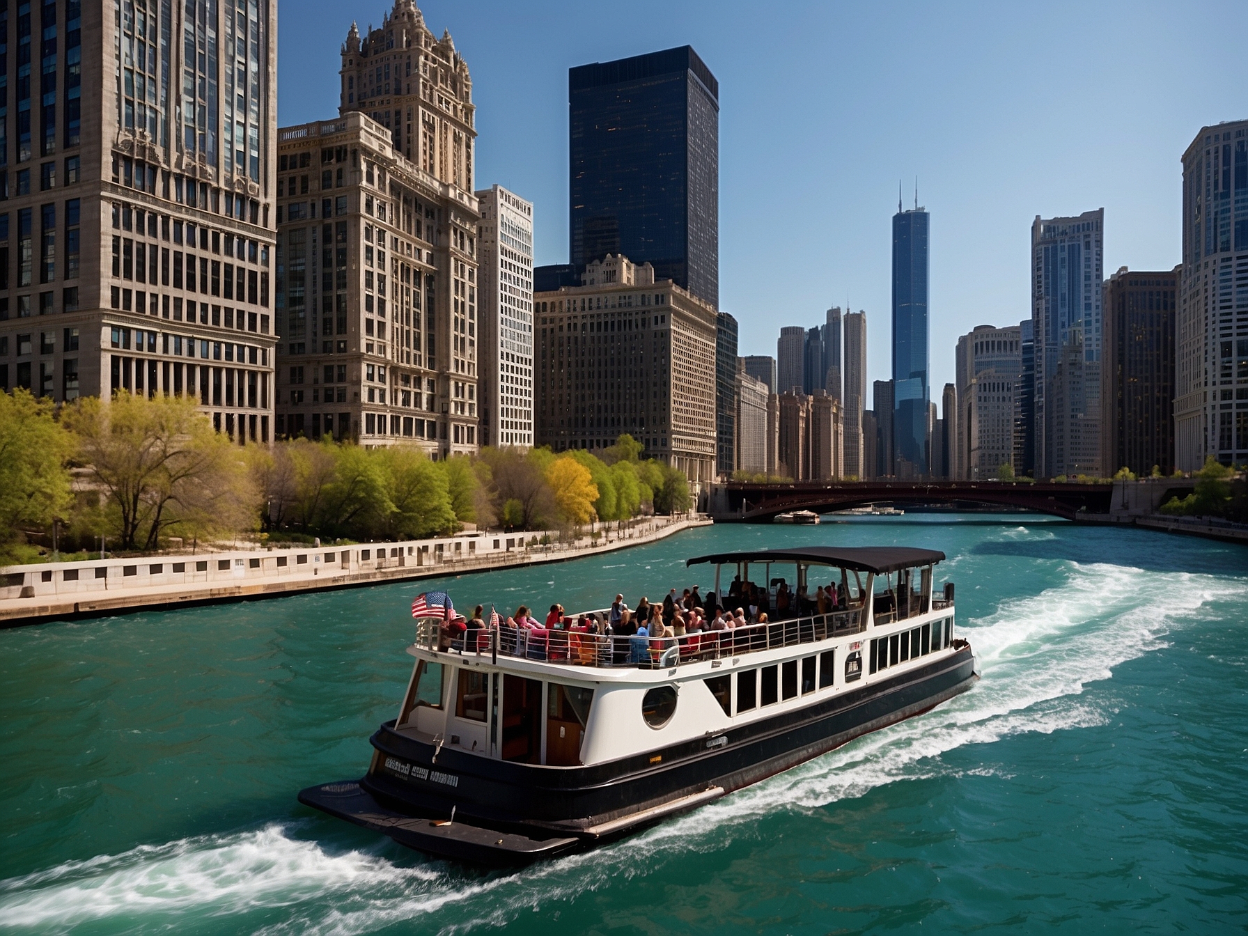 Chicago Architecture Foundation river tour boat on the Chicago River
