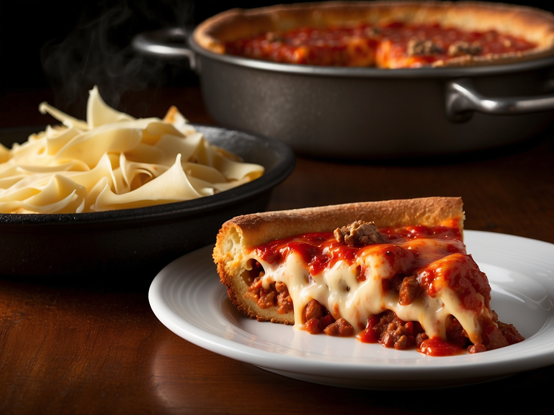 Chicago deep dish pizza fresh from the oven