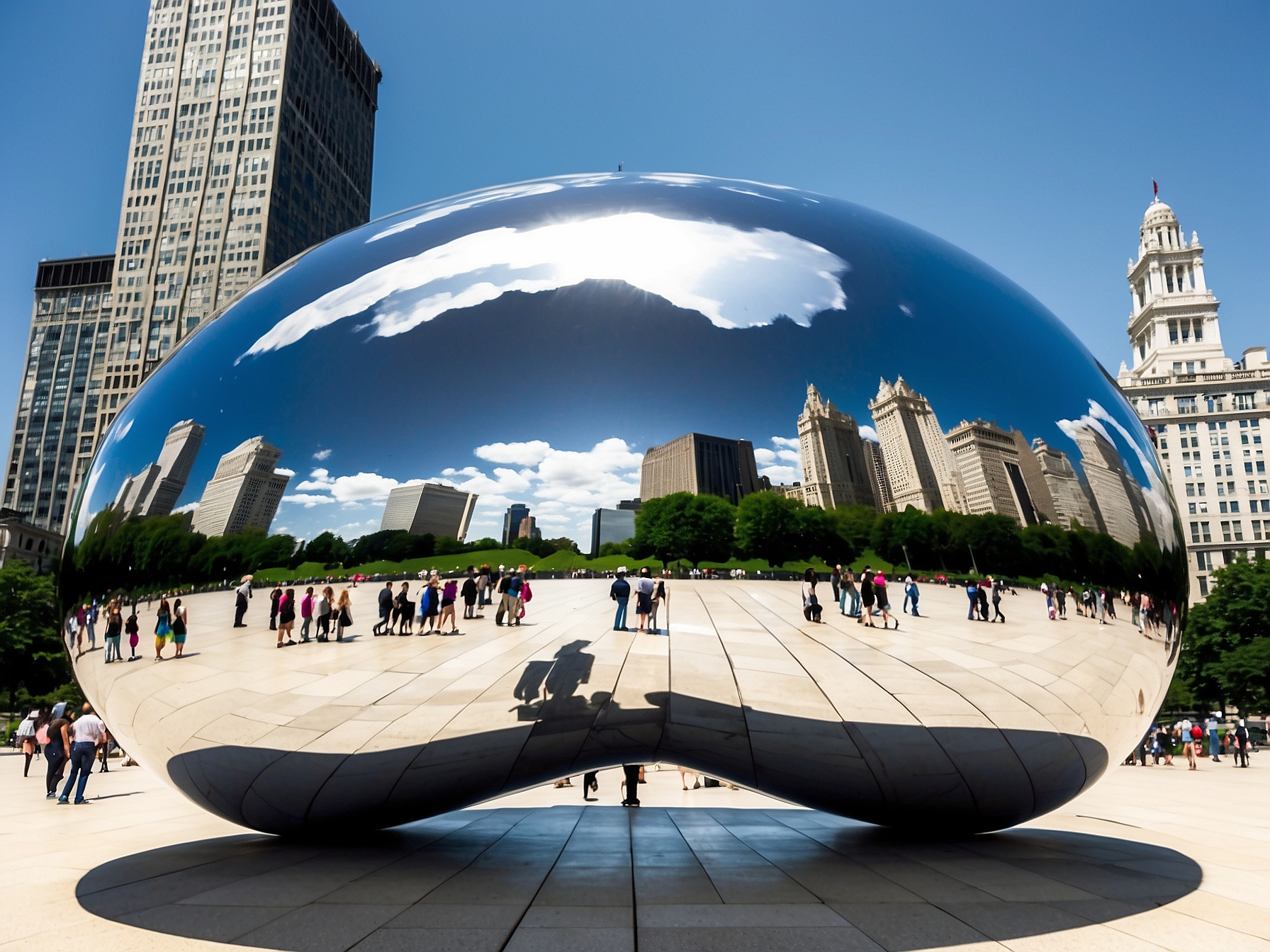 Cloud Gate sculpture The Bean in Millennium Park Chicago
