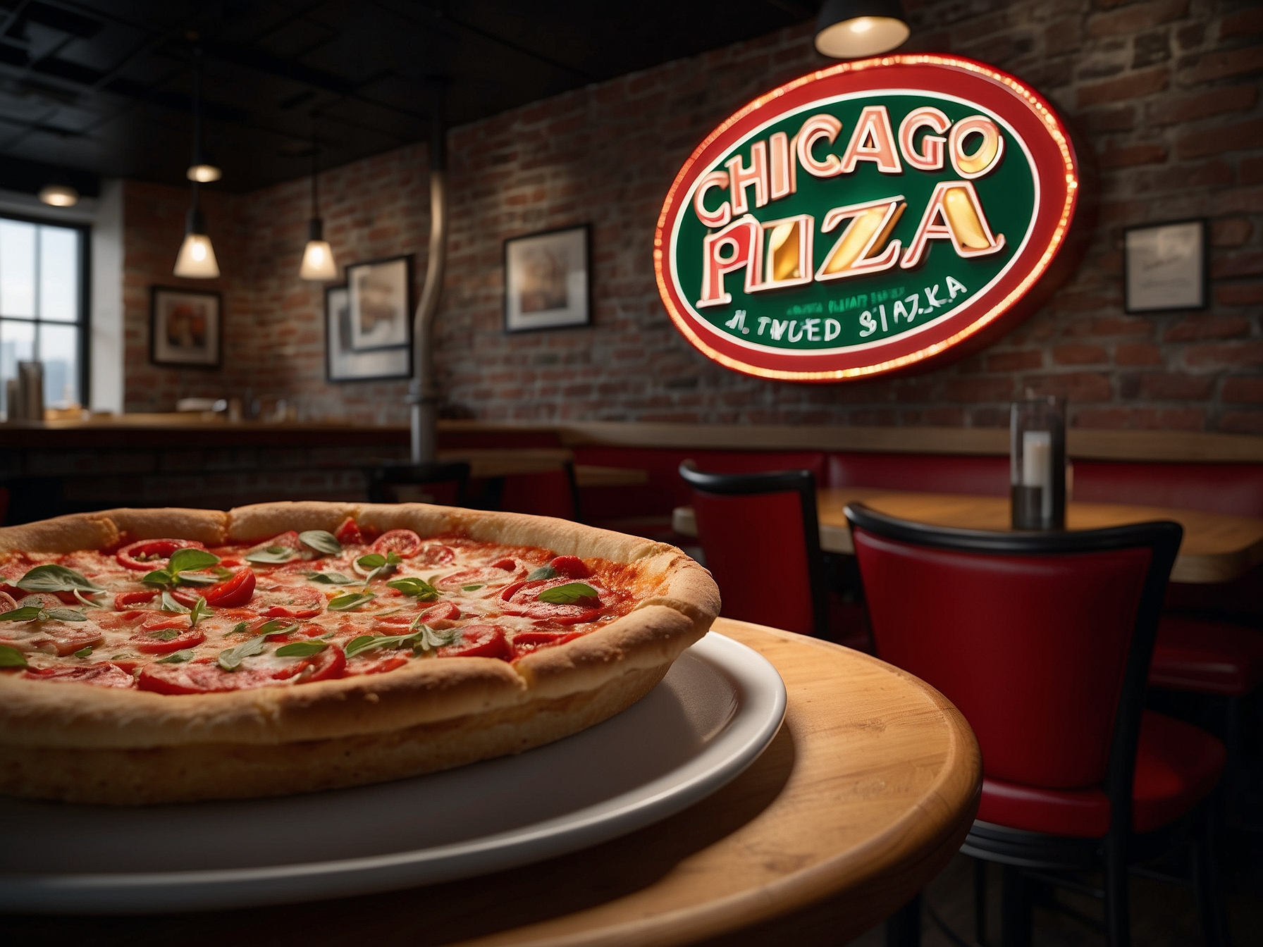 View at Chicago deep dish pizza Chicago