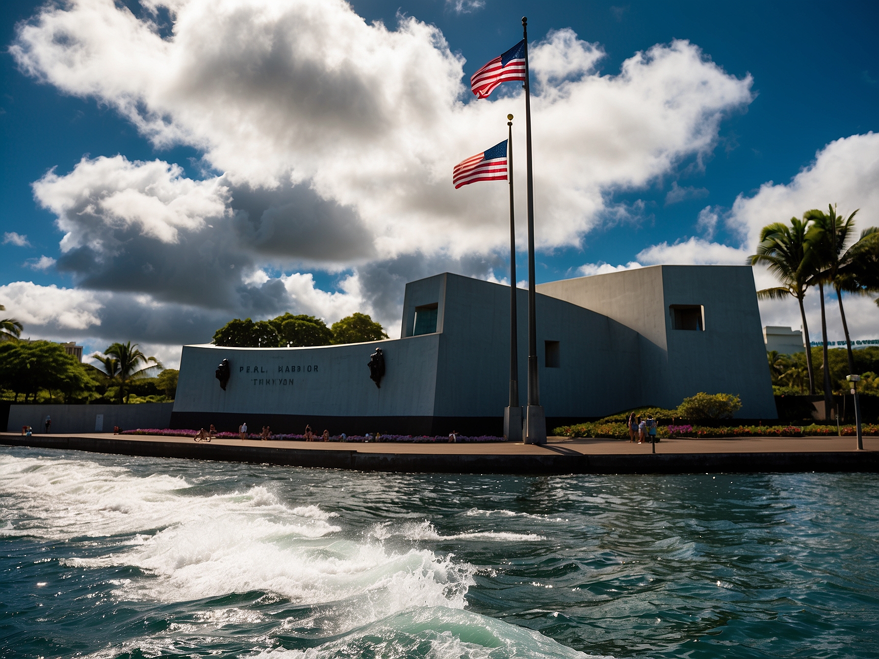Atmosphere at Pearl Harbor memorial Honolulu in Honolulu