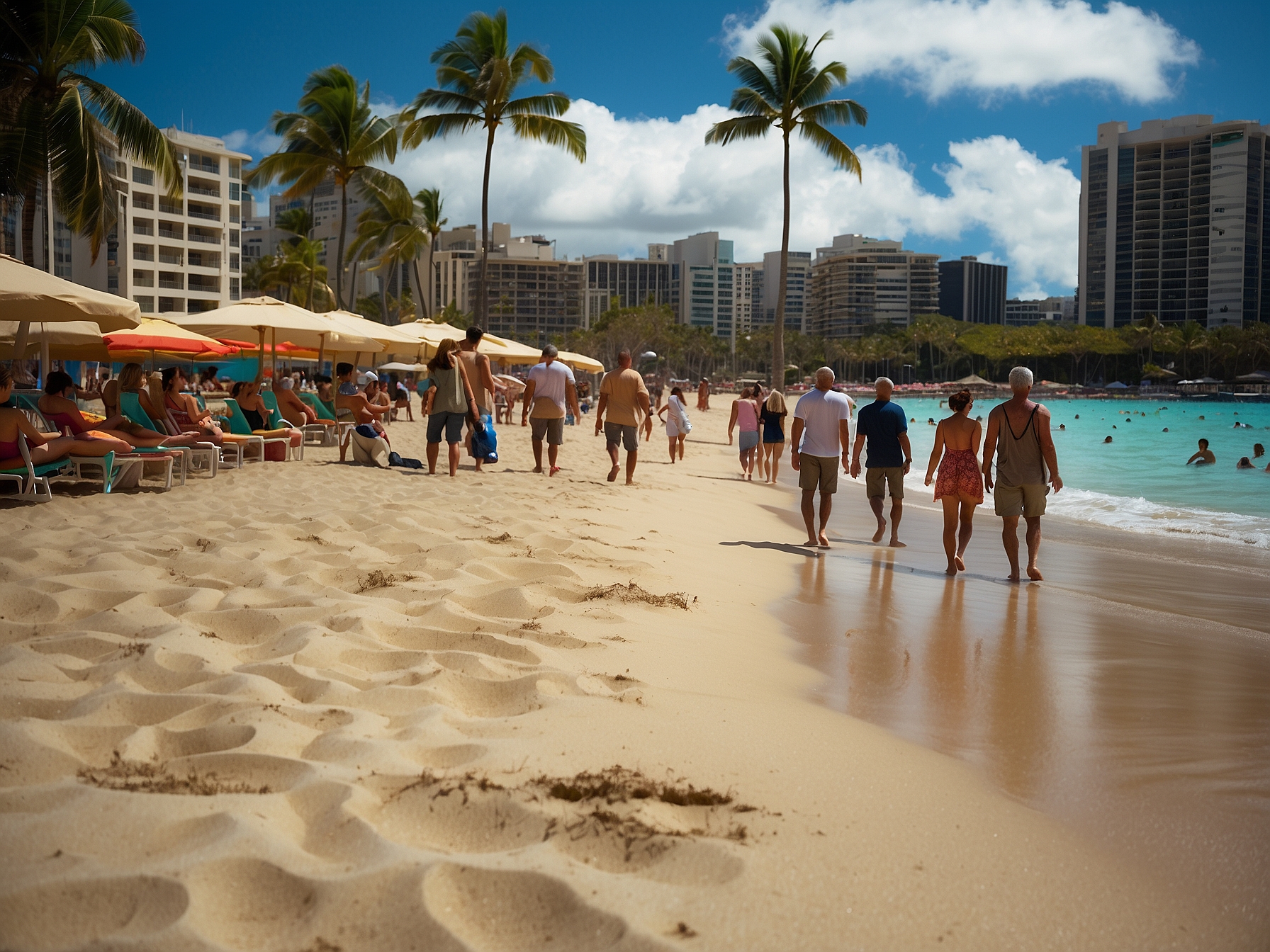 Atmosphere at Waikiki Beach Honolulu in Honolulu