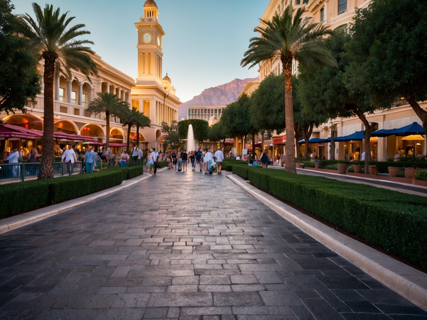 Area around Bellagio fountains Las Vegas in Las Vegas