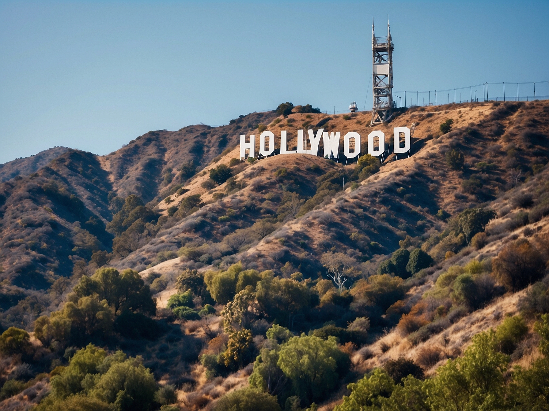 Hollywood Sign on the hillside above Los Angeles