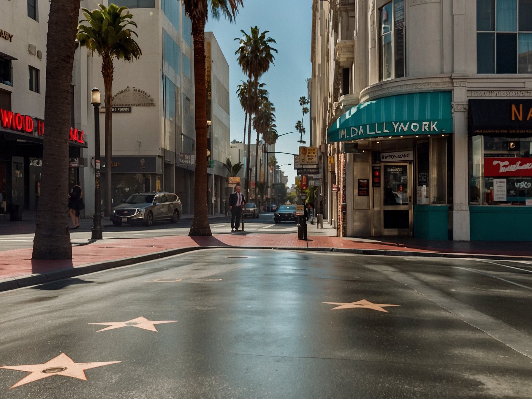 Area around Hollywood Walk of Fame Los Angeles in Los Angeles