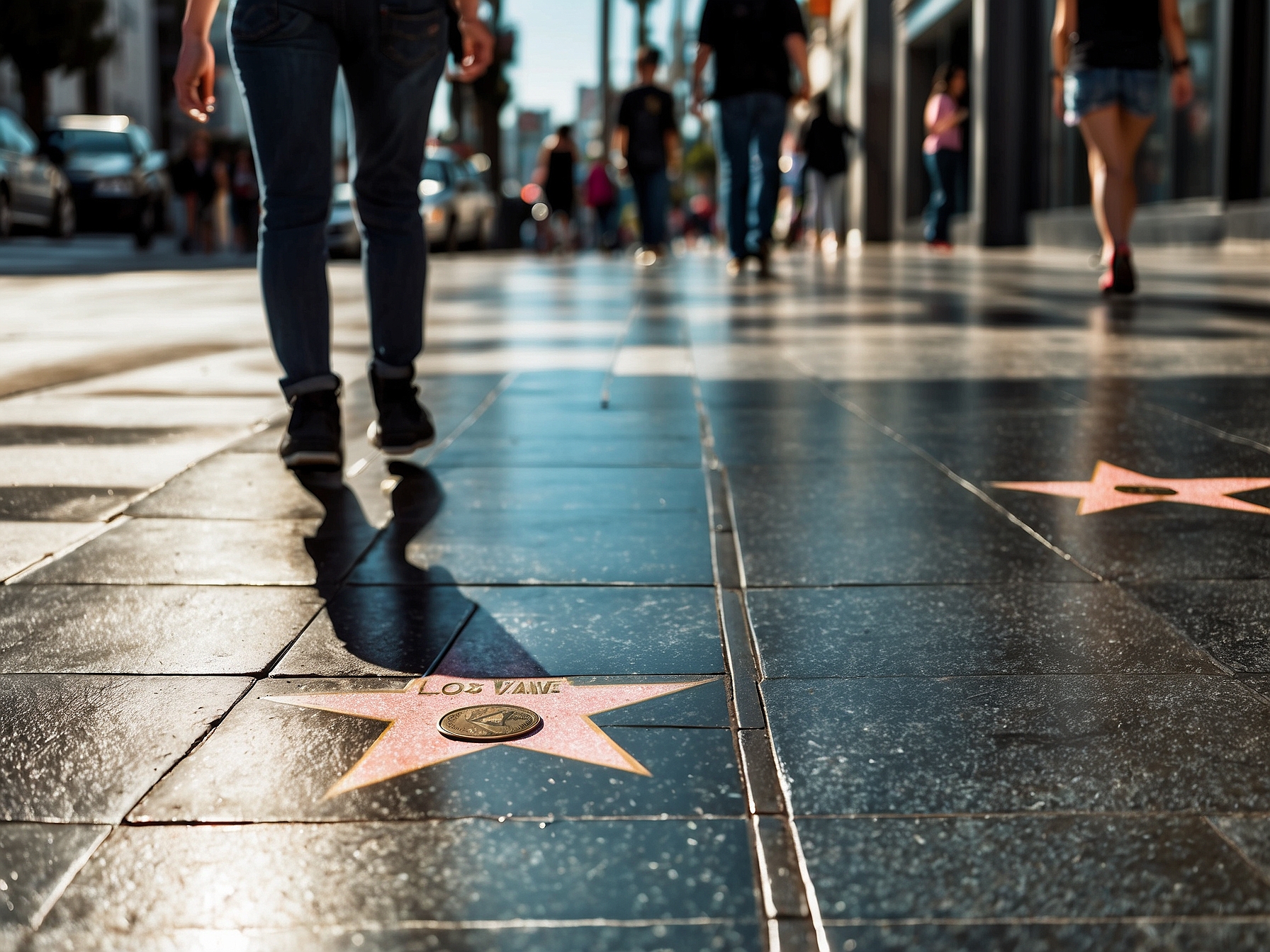 Visitors at Hollywood Walk of Fame Los Angeles in Los Angeles