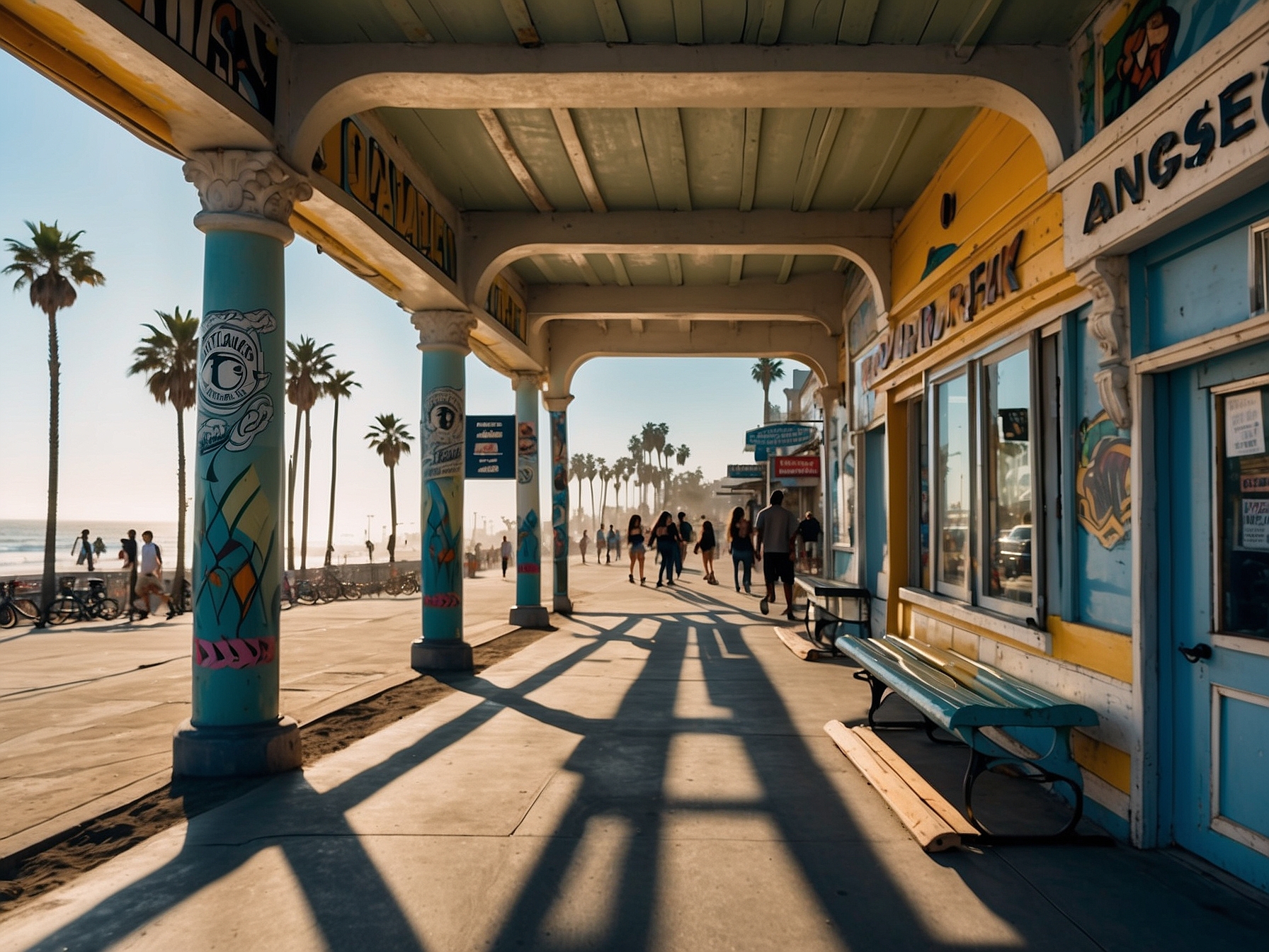View from or of Venice Beach boardwalk Los Angeles in Los Angeles