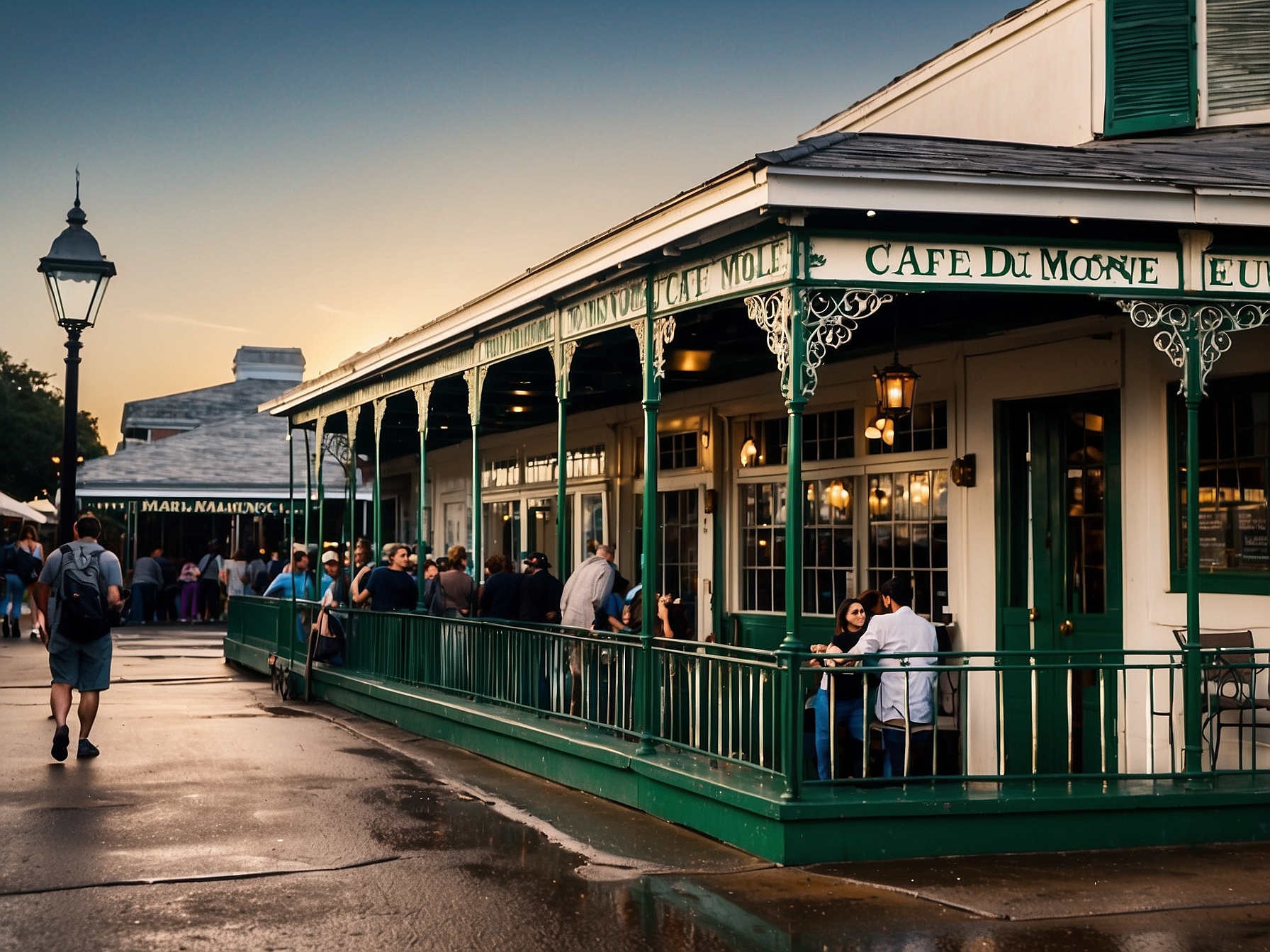Setting of Cafe du Monde New Orleans in New Orleans