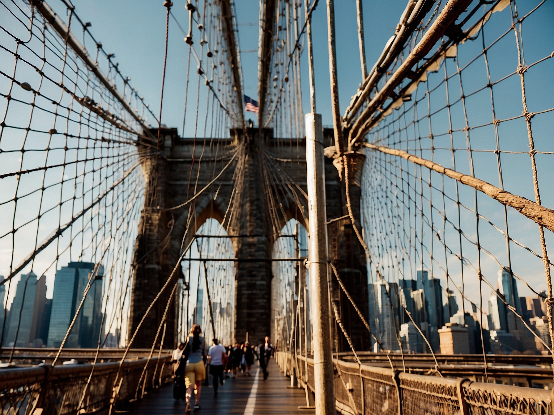Details of Brooklyn Bridge walk NYC attraction