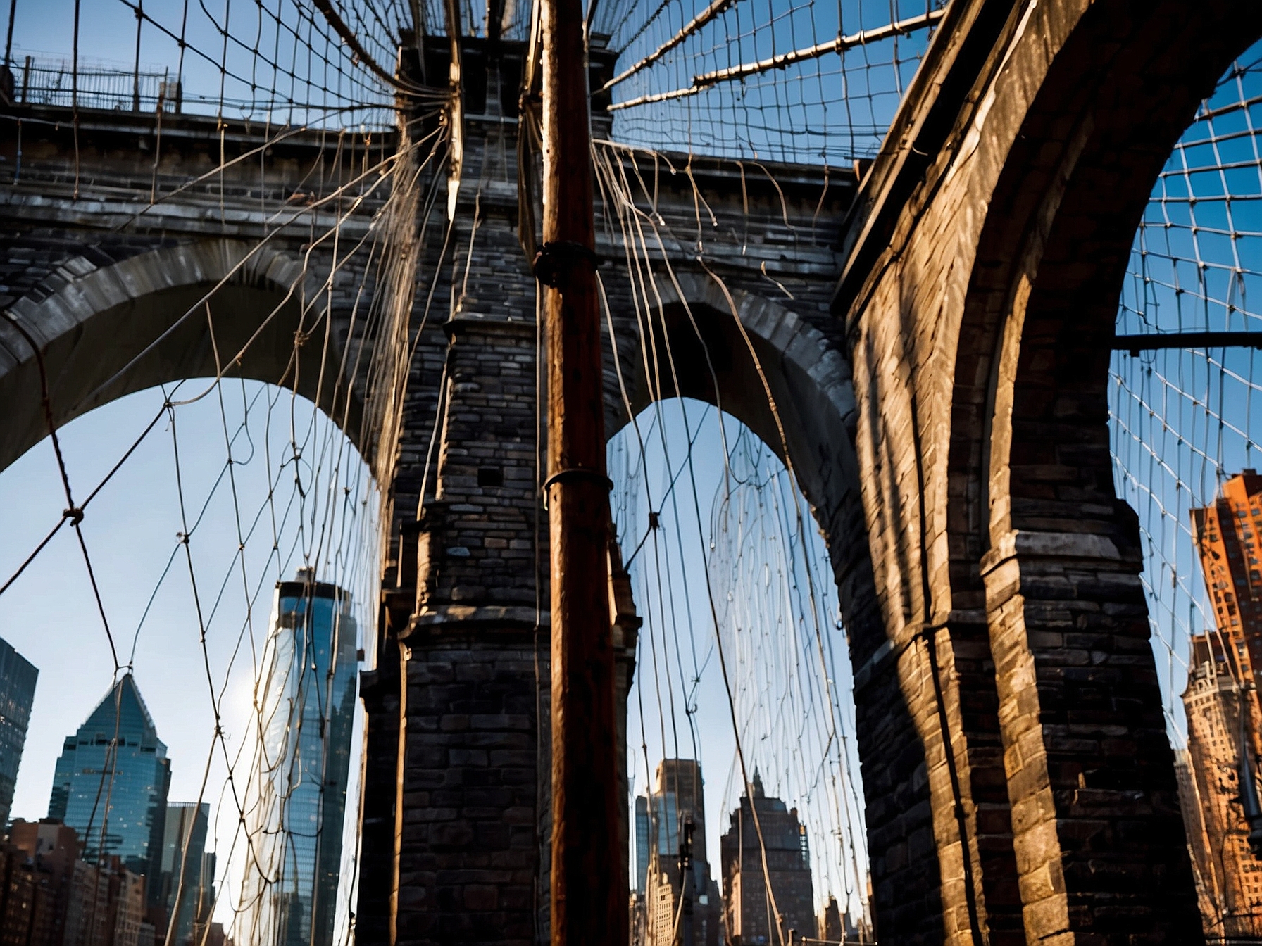 Surroundings and scenery near Brooklyn Bridge walk NYC in New York City
