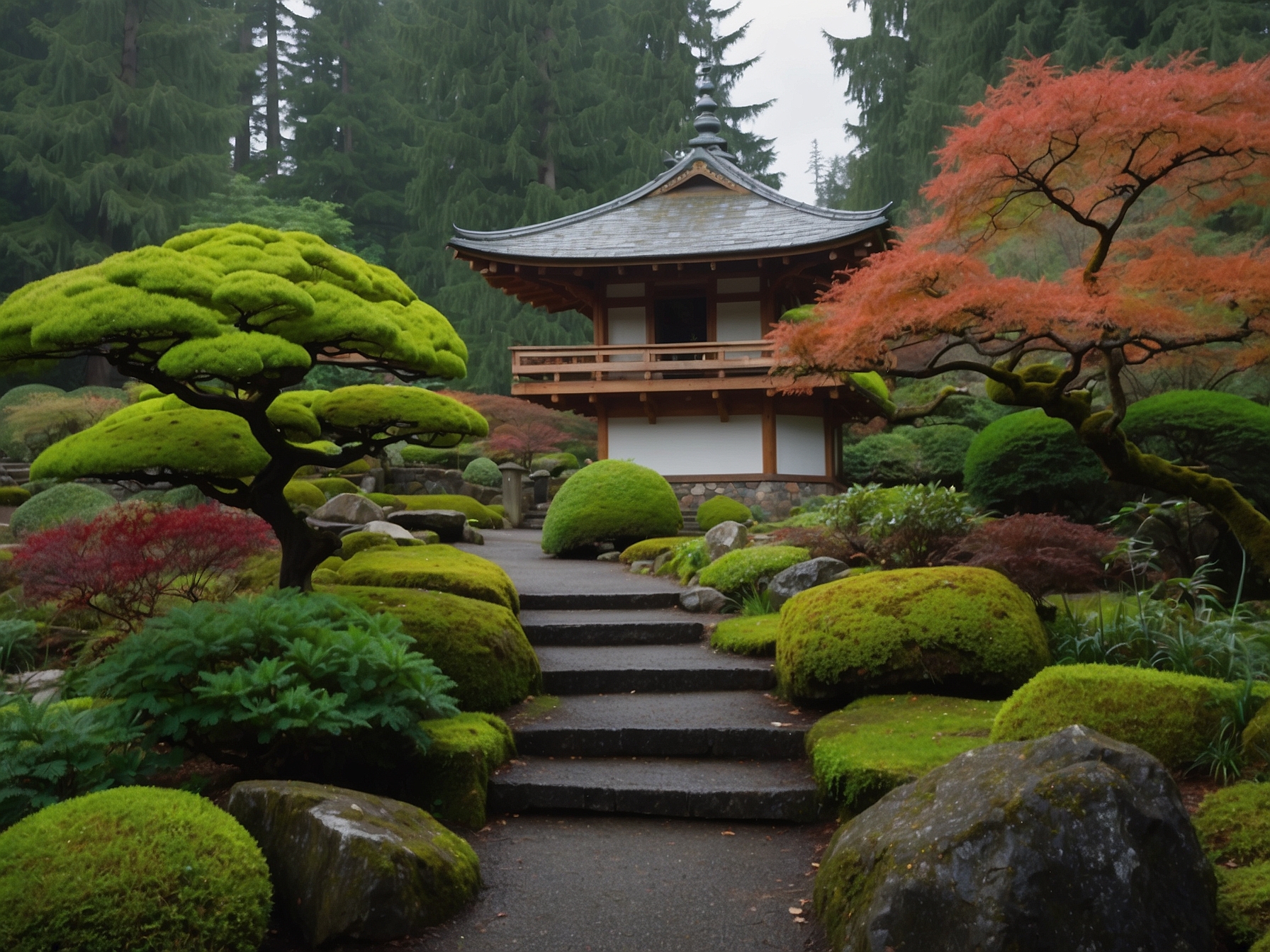 Setting of Portland Japanese Garden in Portland