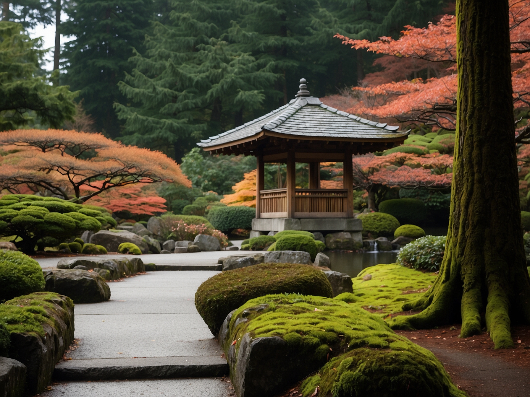 Visitors at Portland Japanese Garden in Portland