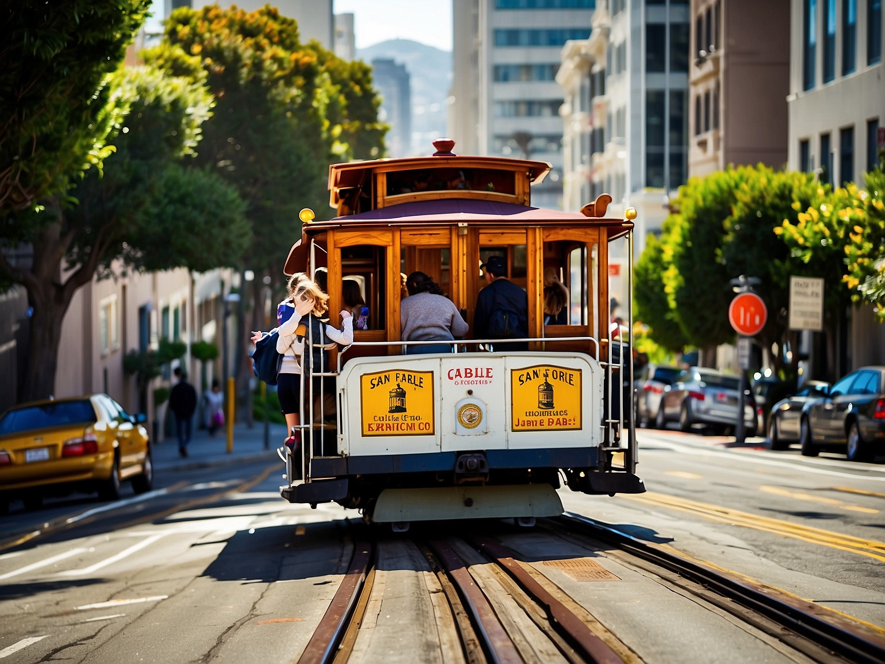 Visitors at San Francisco cable car ride San Francisco