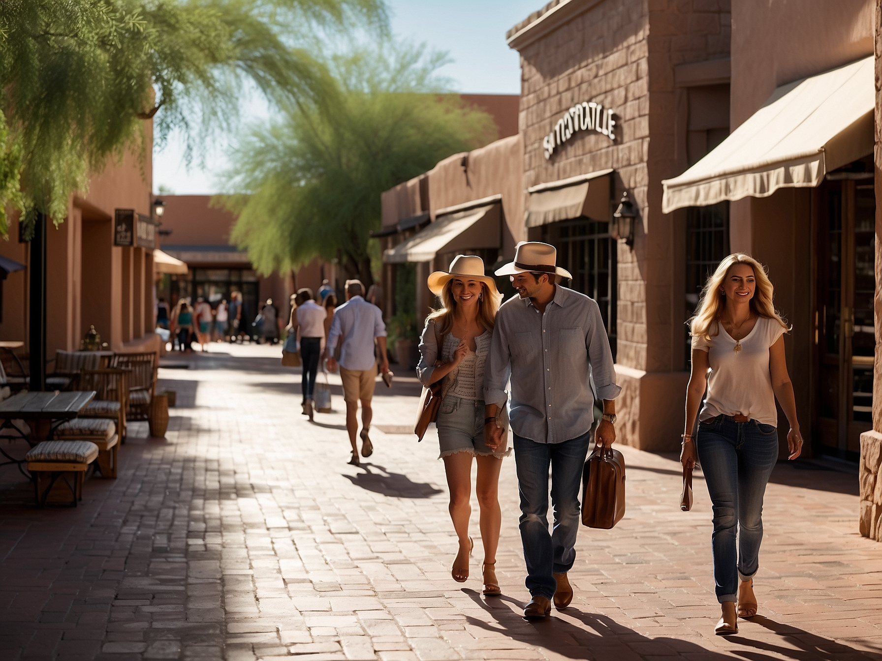 Visitors enjoying Old Town Scottsdale in Scottsdale