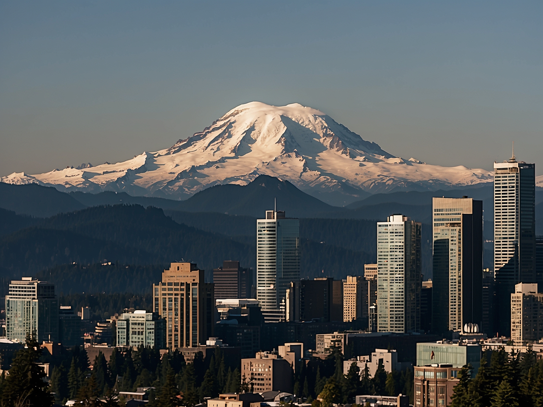 Context and setting of Mount Rainier from Seattle in Seattle