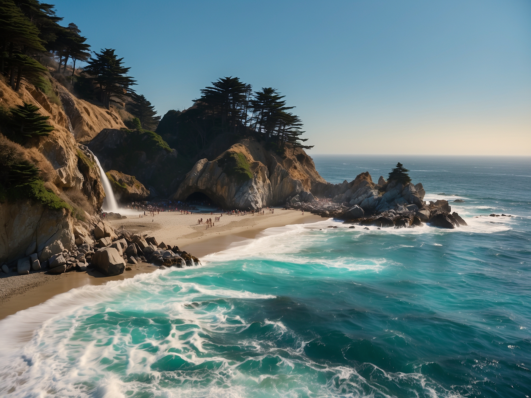 McWay Falls waterfall onto beach in Big Sur California