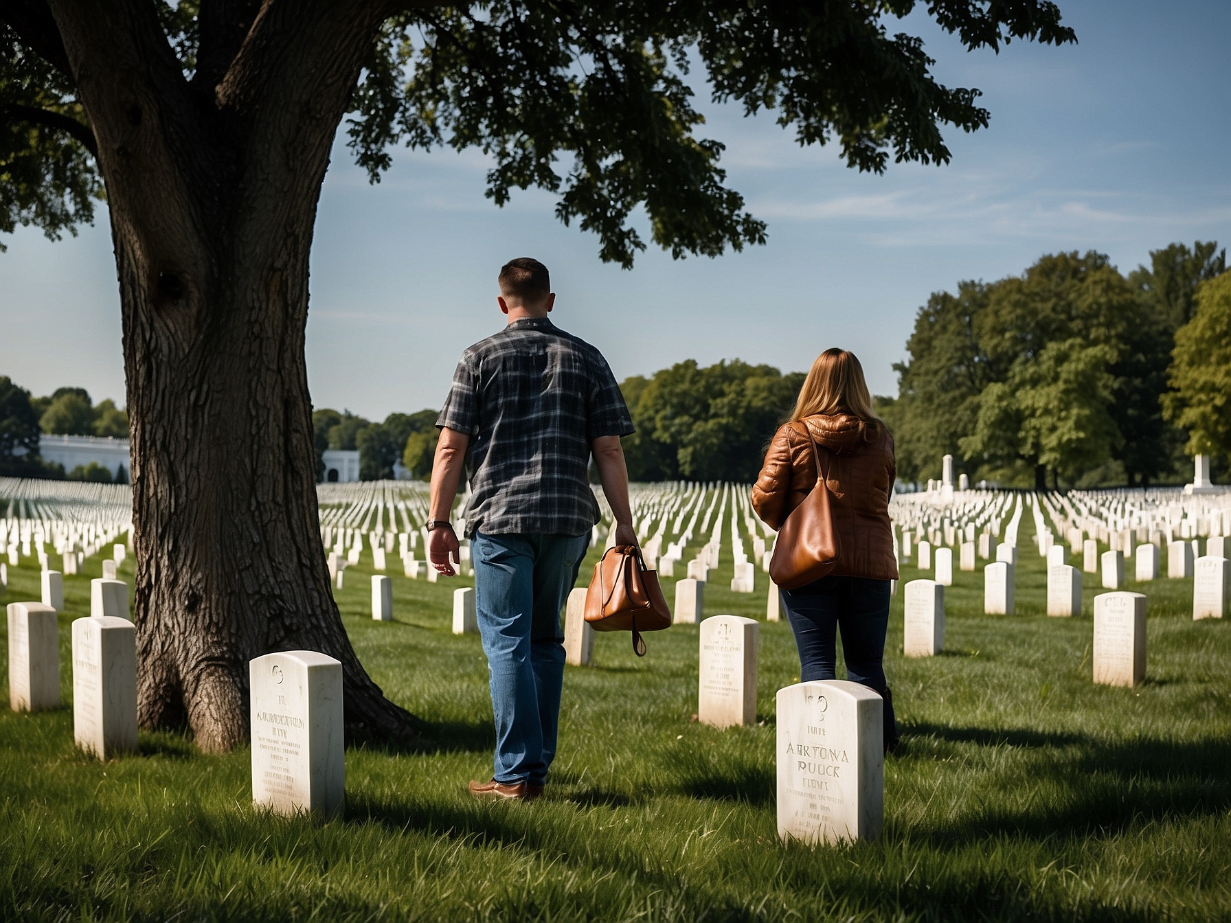 Visitors enjoying Arlington National Cemetery in Washington DC