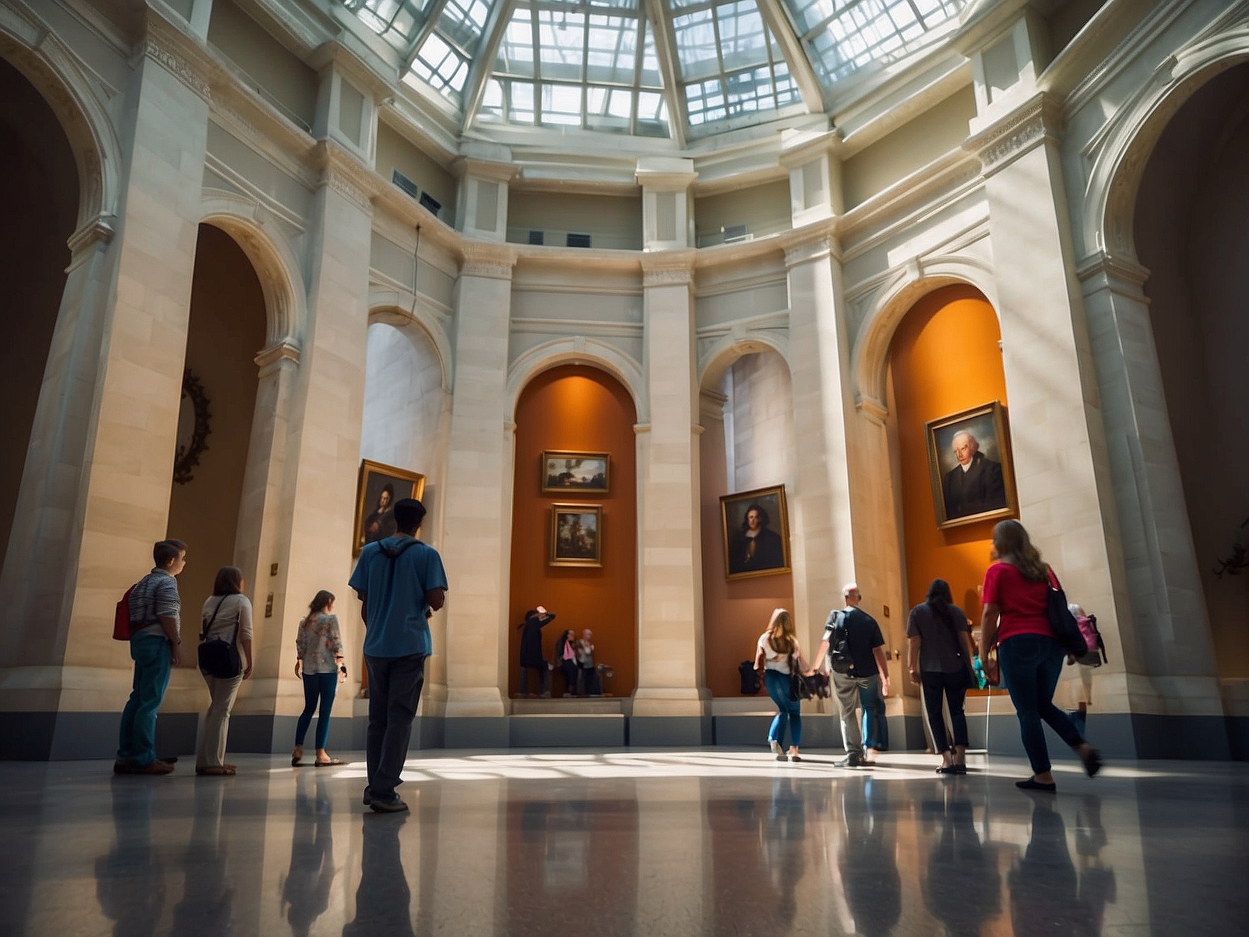 Visitors enjoying Smithsonian museums Washington DC in Washington DC