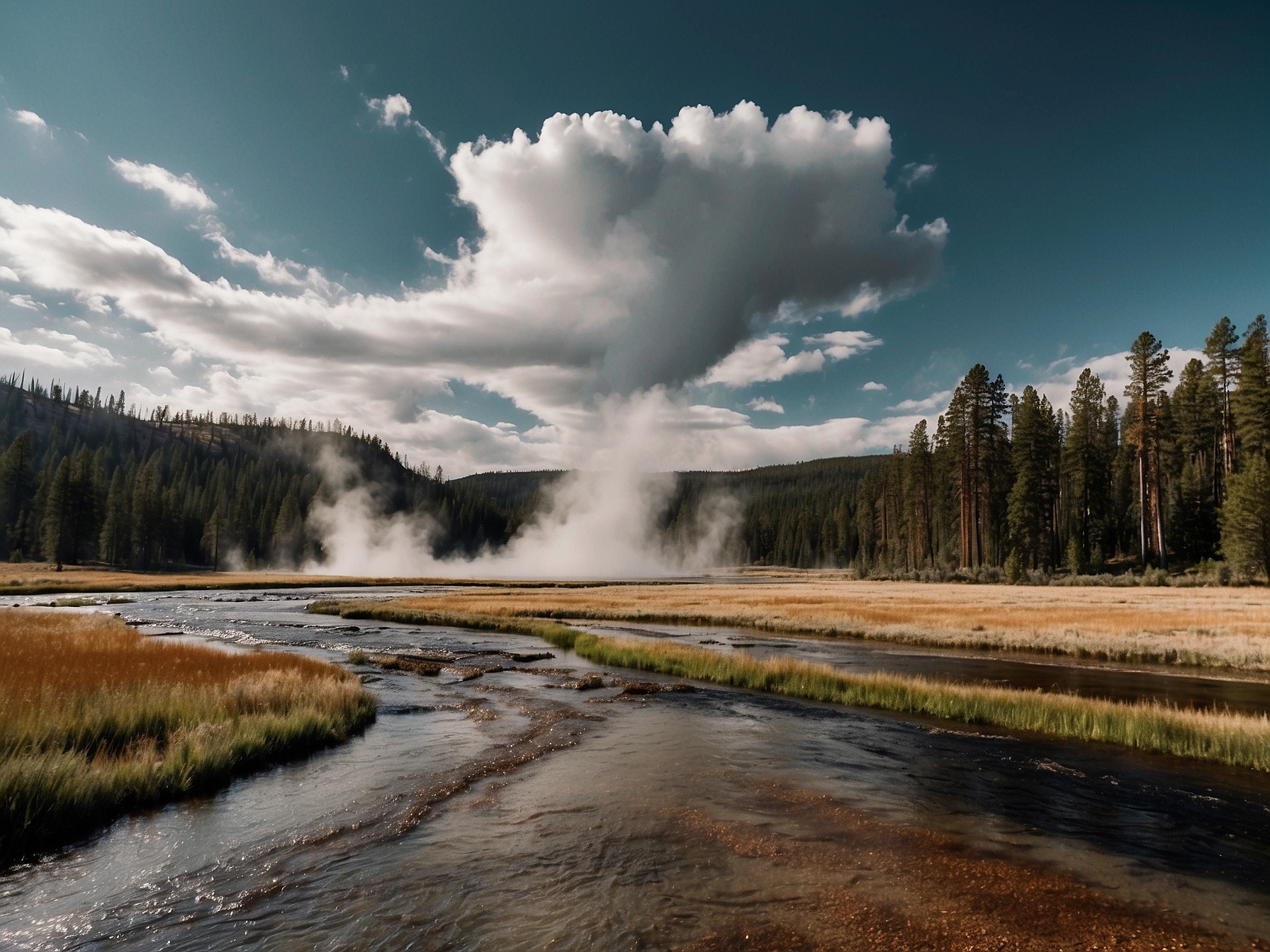 Surroundings near Grand Canyon of the Yellowstone in Yellowstone