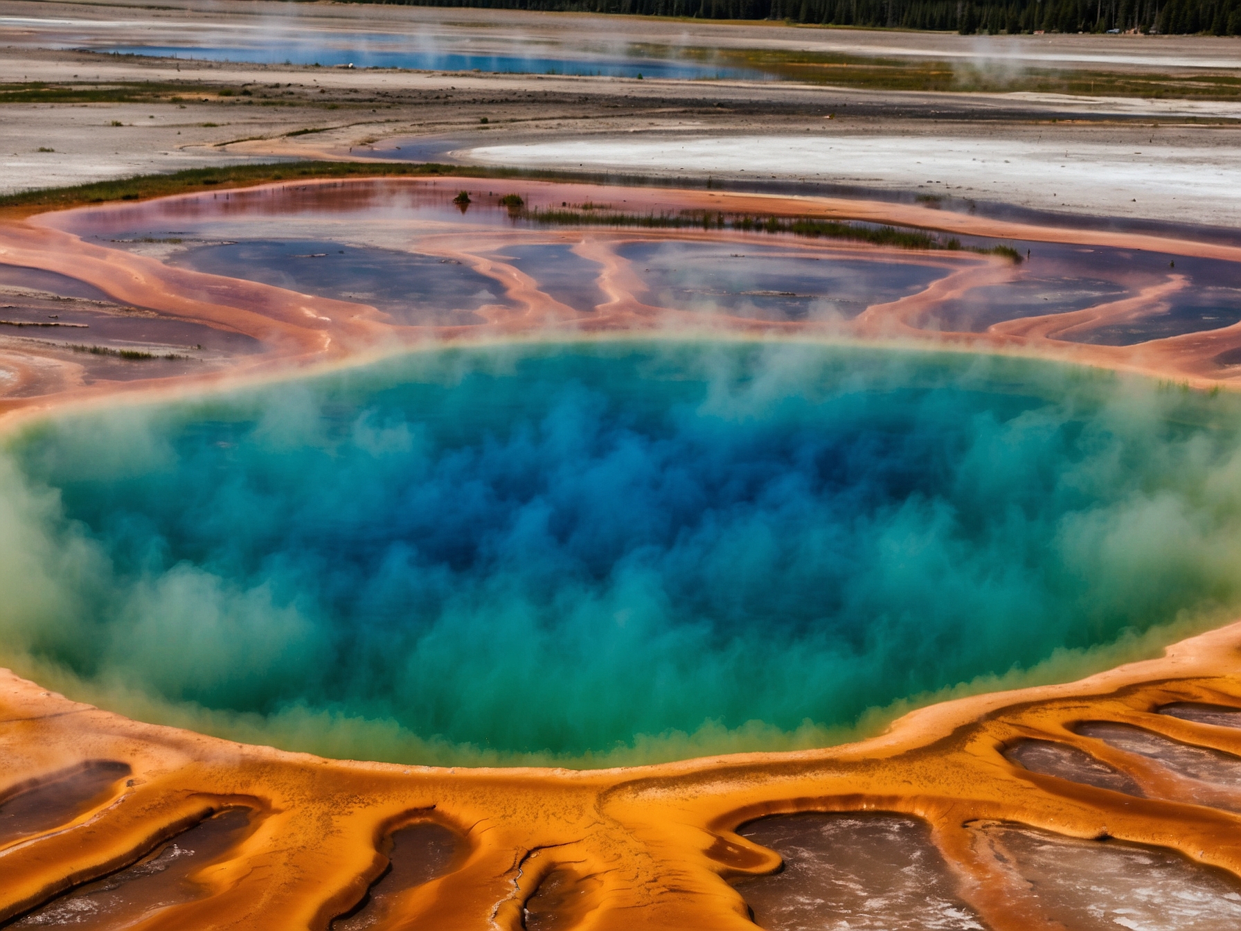 View at Grand Prismatic Spring Yellowstone in Yellowstone
