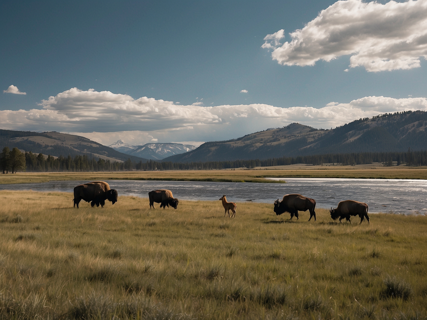 Scene at Lamar Valley Yellowstone wildlife in Yellowstone
