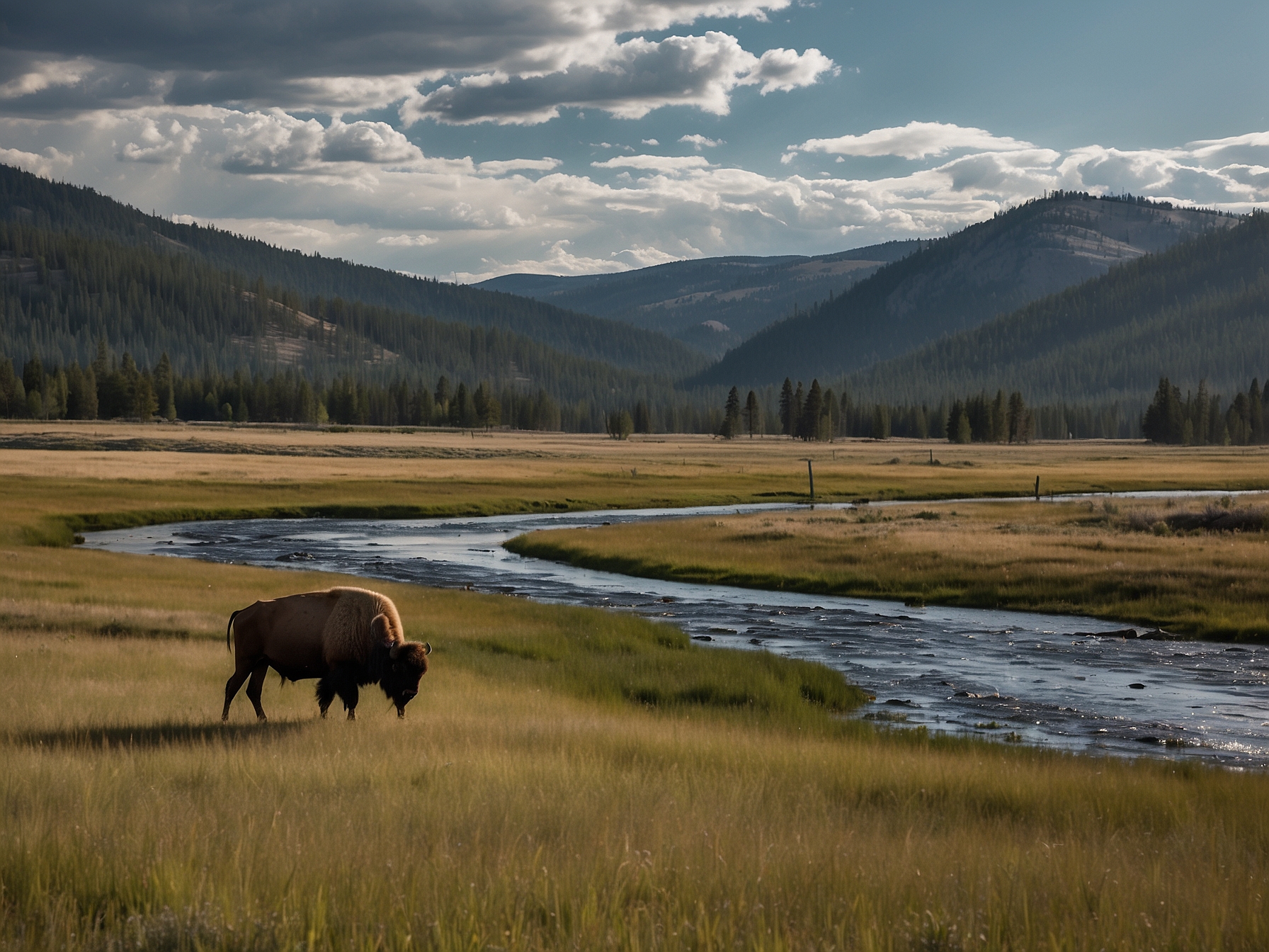 Surroundings near Lamar Valley Yellowstone wildlife in Yellowstone