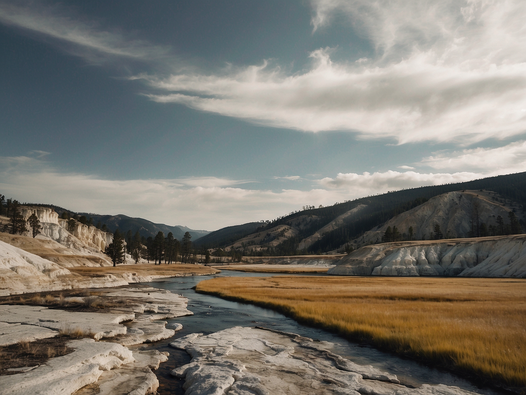 Surroundings near Mammoth Hot Springs Yellowstone in Yellowstone