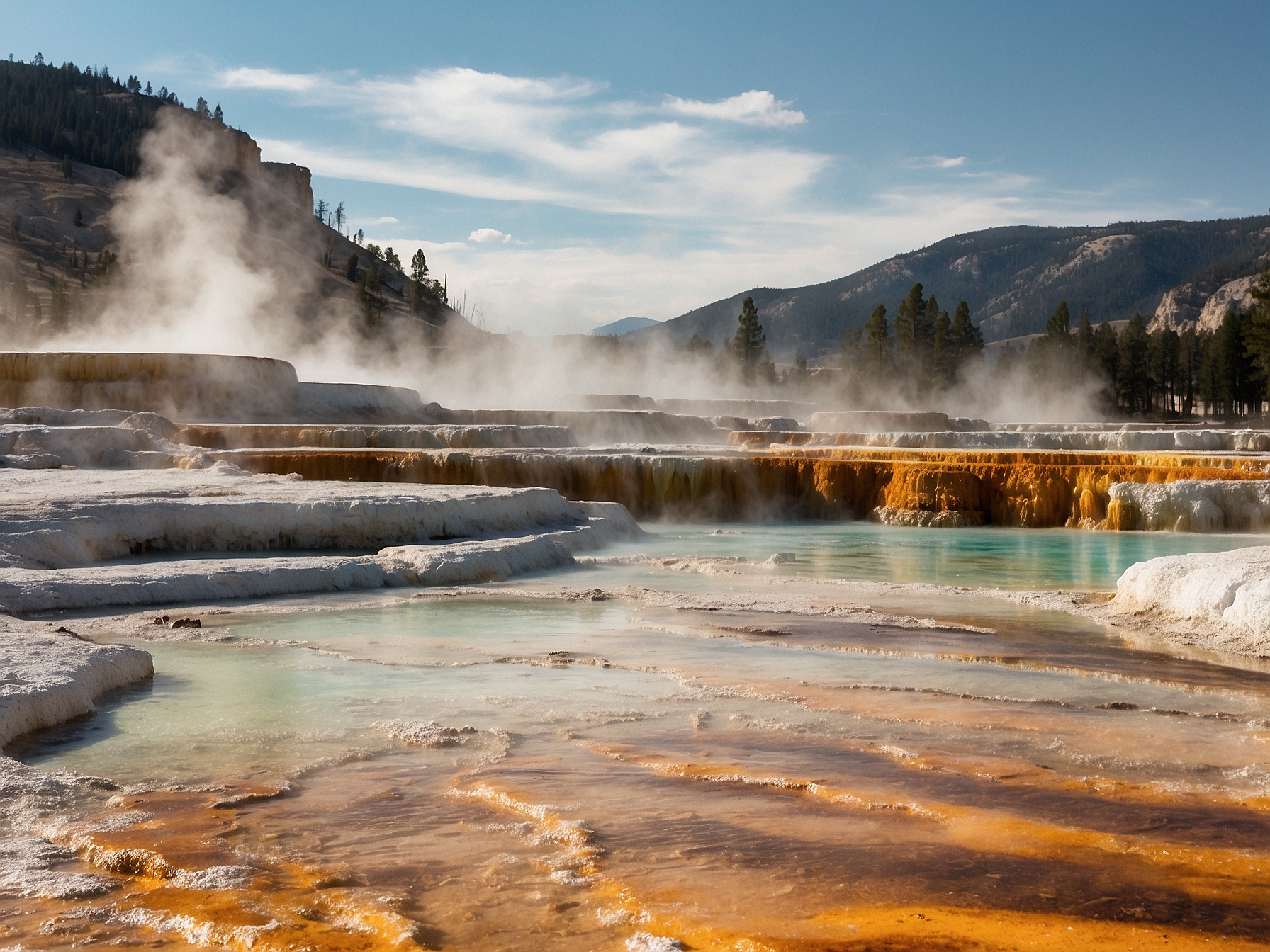 View at Mammoth Hot Springs Yellowstone in Yellowstone